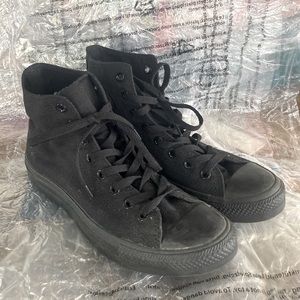 All black Converse Chuck Taylor High top sneakers. Worn once Men’s 8.5/womens 10